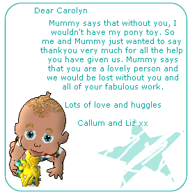 A special thanks from Liz *hugs*