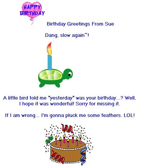 Happy birthday from Sue of Petz Boardwalk